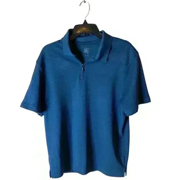 R&R Casual Men's Shirt Size Large Short Sleeves Half Front Zip Polo Top - Picture 1 of 7